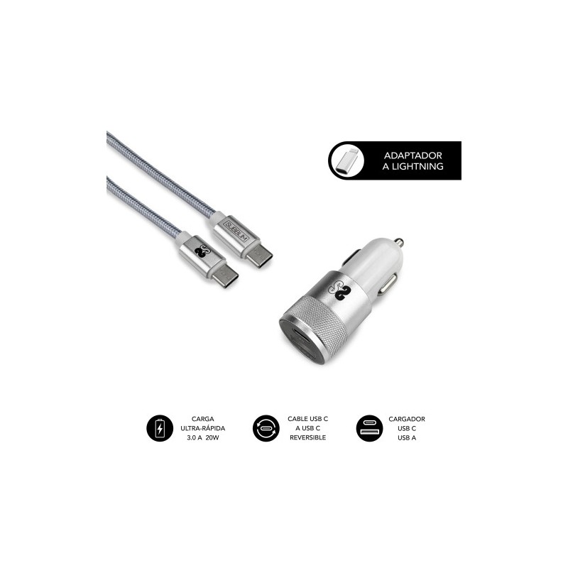 DUAL CAR CHARGER PD20W+QC3.0+C TO C/LIGHTNING S