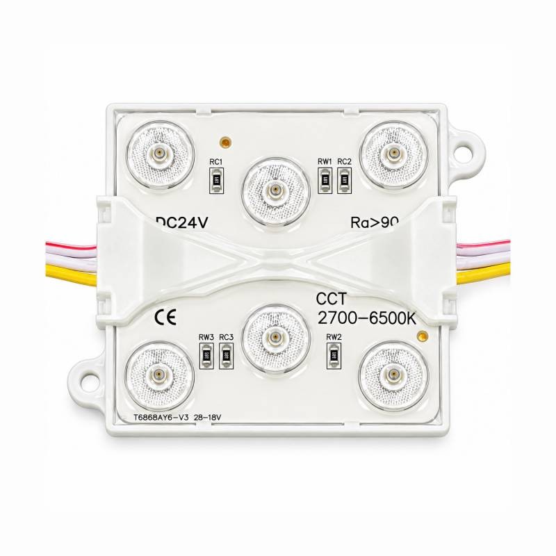 Módulo Led 68x68mm, lente 170°, DC24V, 5W, CCT, CRI a 90, P65