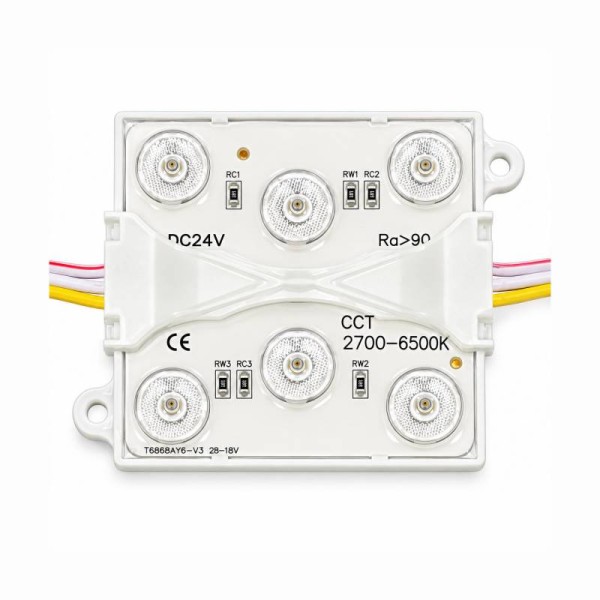 Módulo Led 68x68mm, lente 170°, DC24V, 5W, CCT, CRI a 90, P65