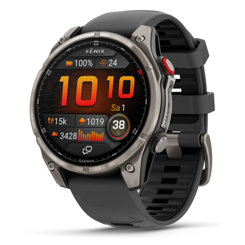 Garmin fenix 8 Pro 3,56 cm (1.4″) AMOLED 47 mm Digital 454 x 454 Pixeles Pantalla táctil Grafito, Titanio Wifi GPS (satélite)