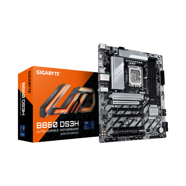 GIGABYTE B860 DS3H Placa base - CPUs Intel Core Ultra, VRM de 8+1+2+2 fases, hasta 9066MHz DDR5, 1xPCIe 5.0 + 1xPCIe 4.0 M.2, LA