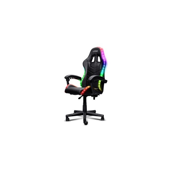 SILLA GAMING TRUST GXT 704 RONIQ ILUMINACION RGB RECLINABLE ERGONOMICA COJINES LUMBAR NEGRO 25979