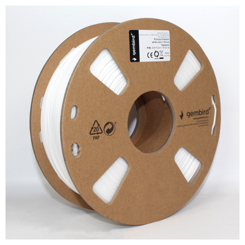 Gembird 3DP-PLA1.75-01-W material de impresión 3d Ácido poliláctico (PLA) Blanco 1,4 kg