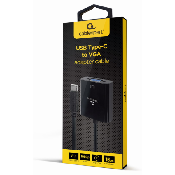 Gembird A-CM-VGAF-01 Adaptador gráfico USB 1920 x 1080 Pixeles Negro
