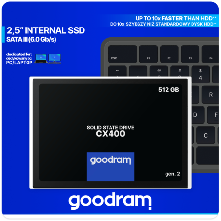 Goodram CX400 gen.2, 512 GB, 2.5″, 550 MB/s, 6 Gbit/s