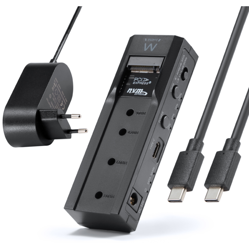 Ewent EW7065, Carcasa de disco duro/SSD, 2.5/3.5″, M.2, 10 Gbit/s, Conexión USB, Negro