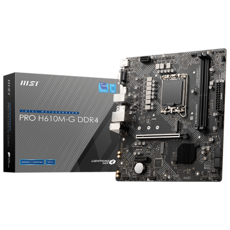 PLACA MSI PRO H610M-G INTEL1700 2DDR4 HDMI PCIE3.0 4SATA3 USB3.2 MATX