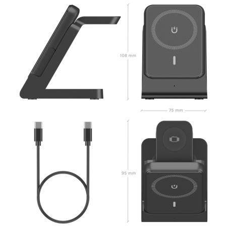 Base de carga Inalámbrica Aisens ASCH-15W4WC064-BK/ 15W/ Negro