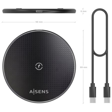 Base de carga Inalámbrica Aisens ASCH-15W1WC058-BK 15W/ Negro