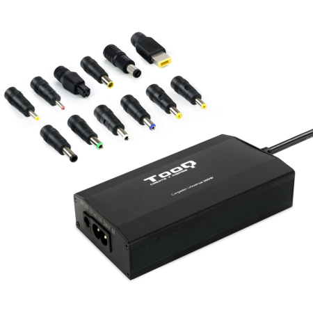 Cargador de Portátil TooQ TQLC-100BS01M/ 100W/ Manual/ 12 Conectores/ Voltaje 12-24V/ 1 USB