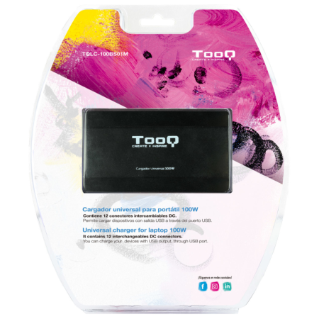 Cargador de Portátil TooQ TQLC-100BS01M/ 100W/ Manual/ 12 Conectores/ Voltaje 12-24V/ 1 USB
