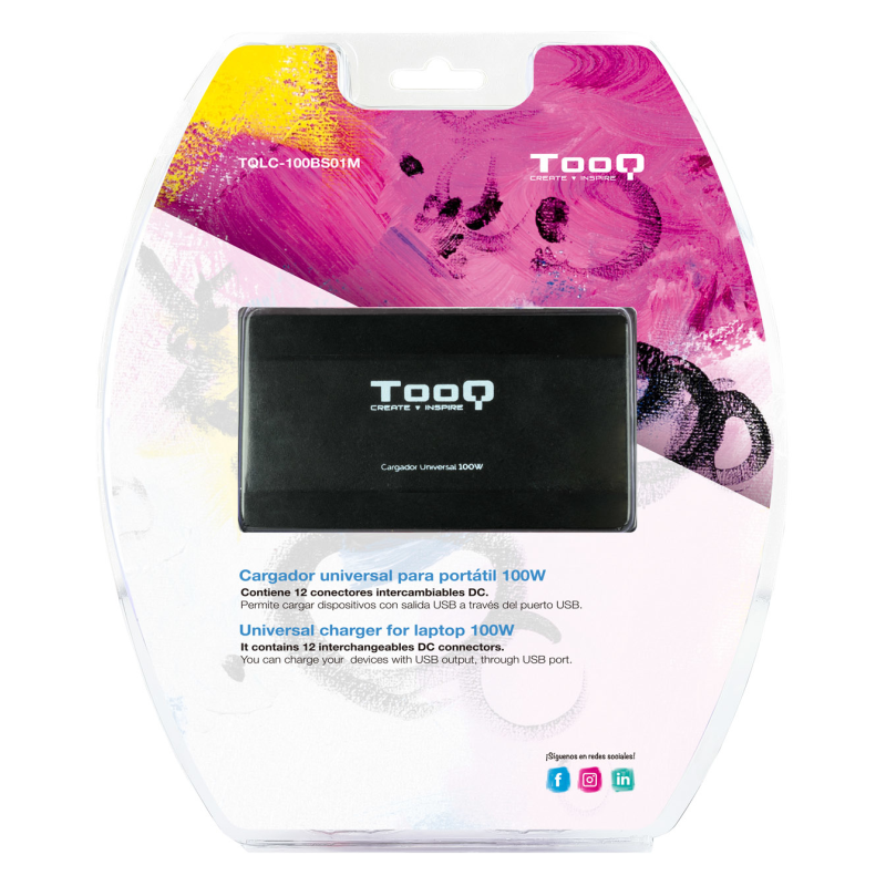 Cargador de Portátil TooQ TQLC-100BS01M/ 100W/ Manual/ 12 Conectores/ Voltaje 12-24V/ 1 USB