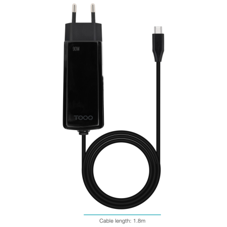 Cargador de Portátil GaN TooQ TQLC-USBCGAN90PD-C USB Tipo-C/ 90W/ Automático/ Voltaje 5-20V