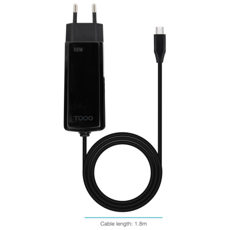 Cargador de Portátil GaN TooQ TQLC-USBCGAN100PD-C USB Tipo-C/ 100W/ Automático/ Voltaje 5-20V