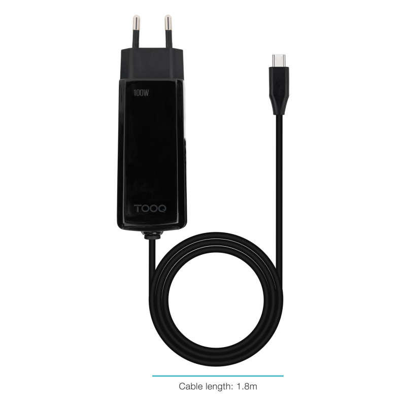Cargador de Portátil GaN TooQ TQLC-USBCGAN100PD-C USB Tipo-C/ 100W/ Automático/ Voltaje 5-20V