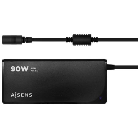 Cargador de Portátil Aisens ASLC-90WAUTO-BK/ 90W/ Automático/ 12 Conectores/ Voltaje 15-20V/ 1 USB QC3.0