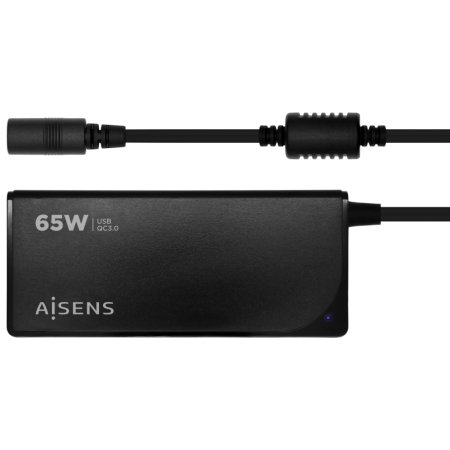 Cargador de Portátil Aisens ASLC-65WAUTO-BK/ 65W/ Automático/ 9 Conectores/ Voltaje 18.5-20V/ 1 USB QC3.0
