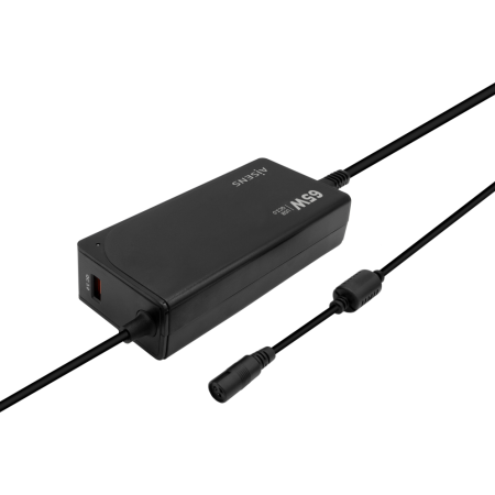 Cargador de Portátil Aisens ASLC-65WAUTO-BK/ 65W/ Automático/ 9 Conectores/ Voltaje 18.5-20V/ 1 USB QC3.0