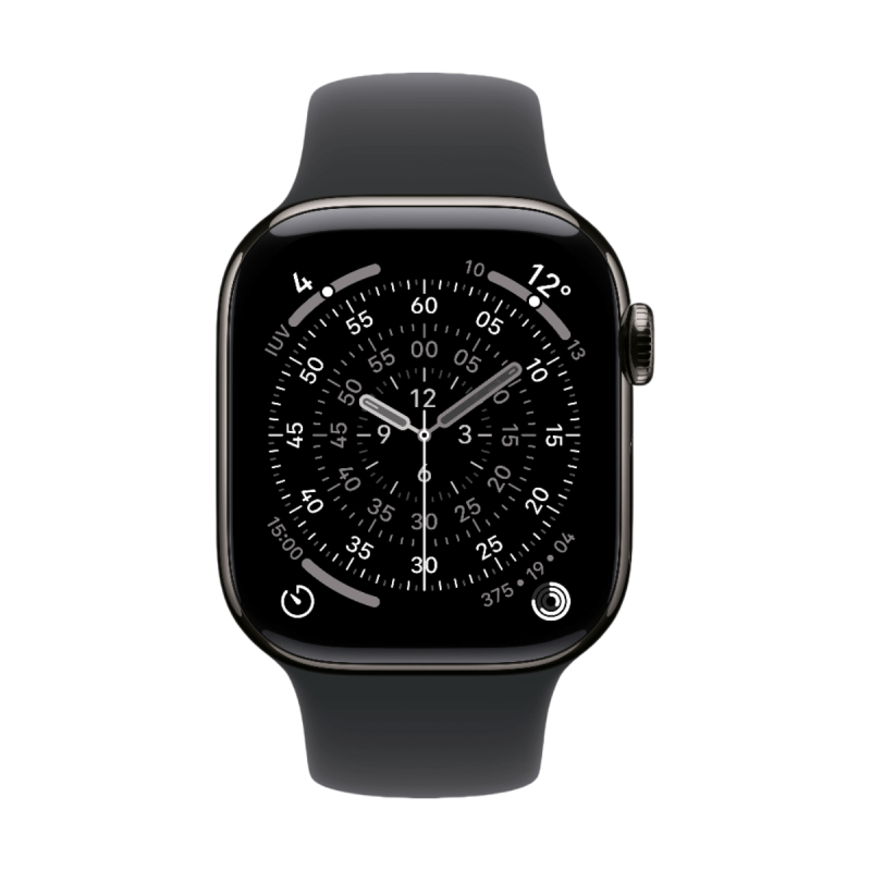 Apple Watch Series 11 GPS + Cellular 42mm Titanio Negro Azabache y Correa Sport Band Negra Pizarra - Talla S/M