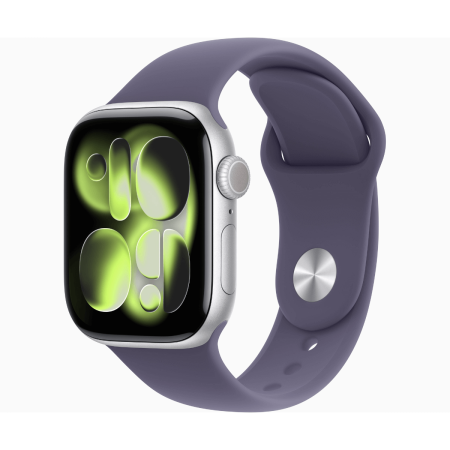 Apple Watch Series 11 GPS + Cellular 42mm Aluminio Plata y Correa Sport Band Niebla Lila (Purple Fog) - Talla M/L