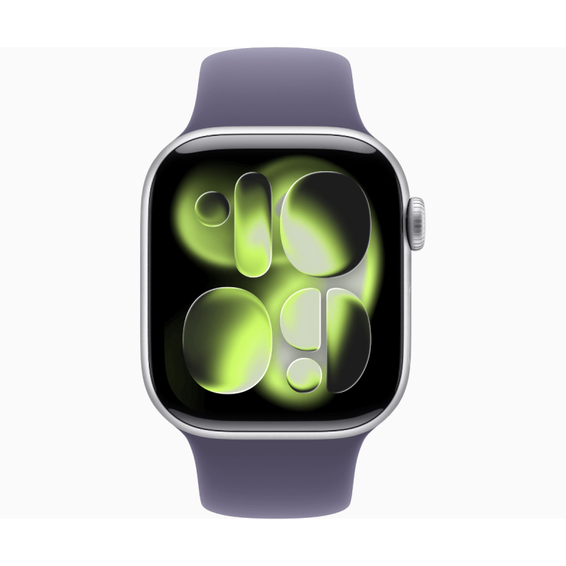 Apple Watch Series 11 GPS + Cellular 42mm Aluminio Plata y Correa Sport Band Niebla Lila (Purple Fog) - Talla M/L