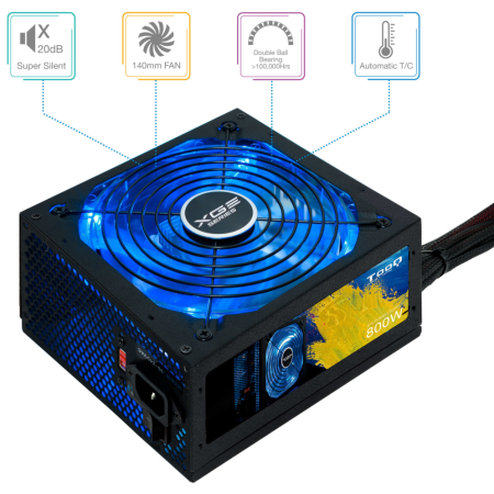 Fuente de Alimentación TooQ TQXGEII-800SAP/ 800W/ Ventilador 14cm/ 80 Plus Bronze