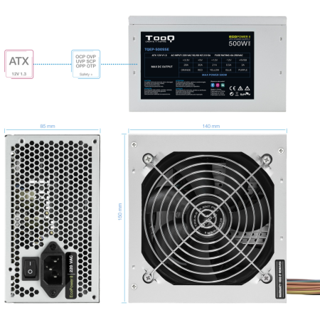Fuente de Alimentación TooQ TQEP-500SSE/ 500W/ Ventilador 12cm