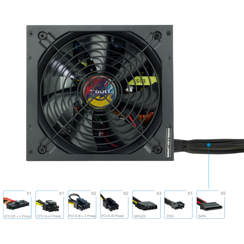 Fuente de Alimentación Tooq TQAPOLO-750SP/ 750W/ Ventilador 14cm