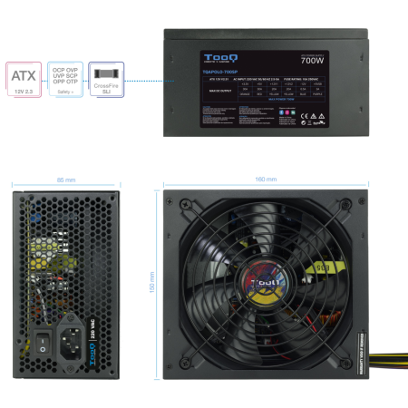 Fuente de Alimentación TooQ TQAPOLO-700SP/ 700W/ Ventilador 14cm