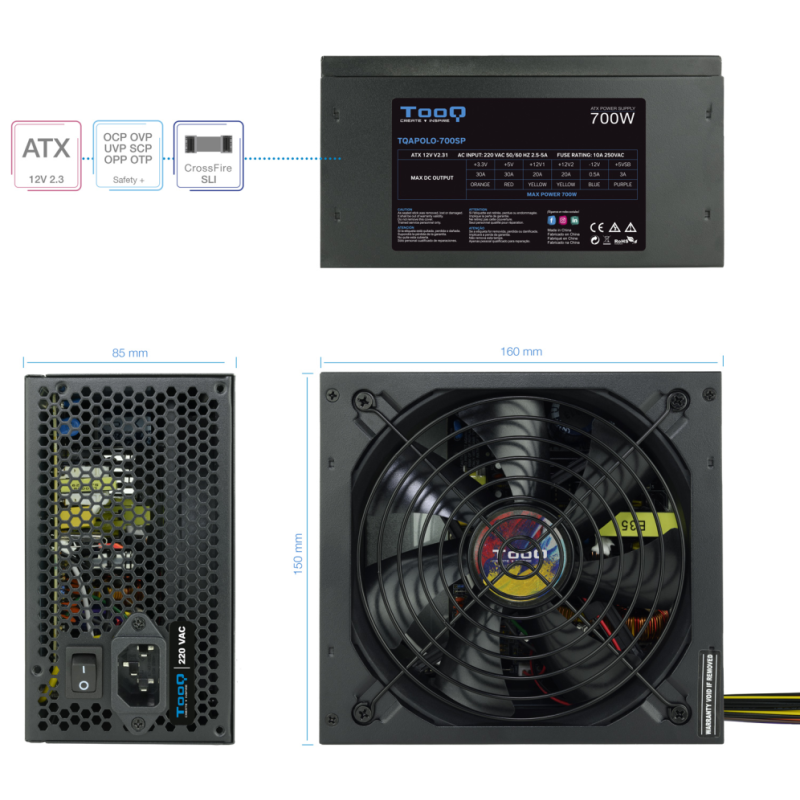 Fuente de Alimentación TooQ TQAPOLO-700SP/ 700W/ Ventilador 14cm