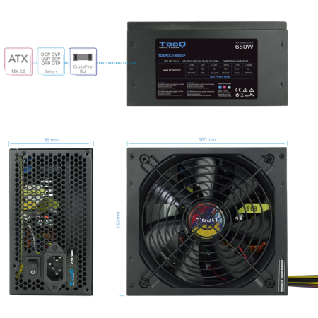 Fuente de Alimentación TooQ TQAPOLO-650SP/ 650W/ Ventilador 14cm