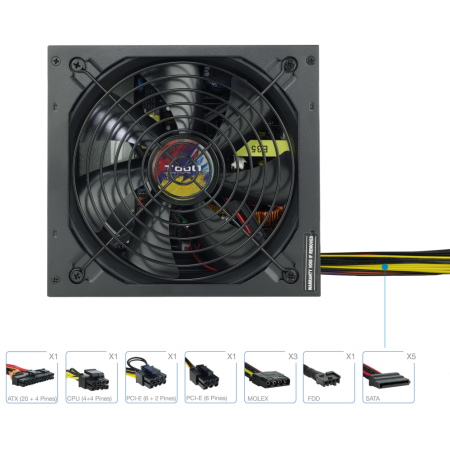 Fuente de Alimentación TooQ TQAPOLO-600SP/ 600W/ Ventilador 14cm