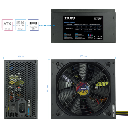 Fuente de Alimentación TooQ TQAPOLO-600SP/ 600W/ Ventilador 14cm