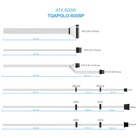 Fuente de Alimentación TooQ TQAPOLO-600SP/ 600W/ Ventilador 14cm