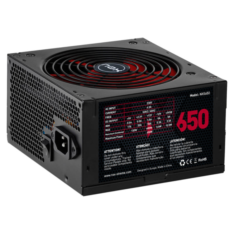 Fuente de Alimentación Nox NX/ 650W/ Ventilador 14cm