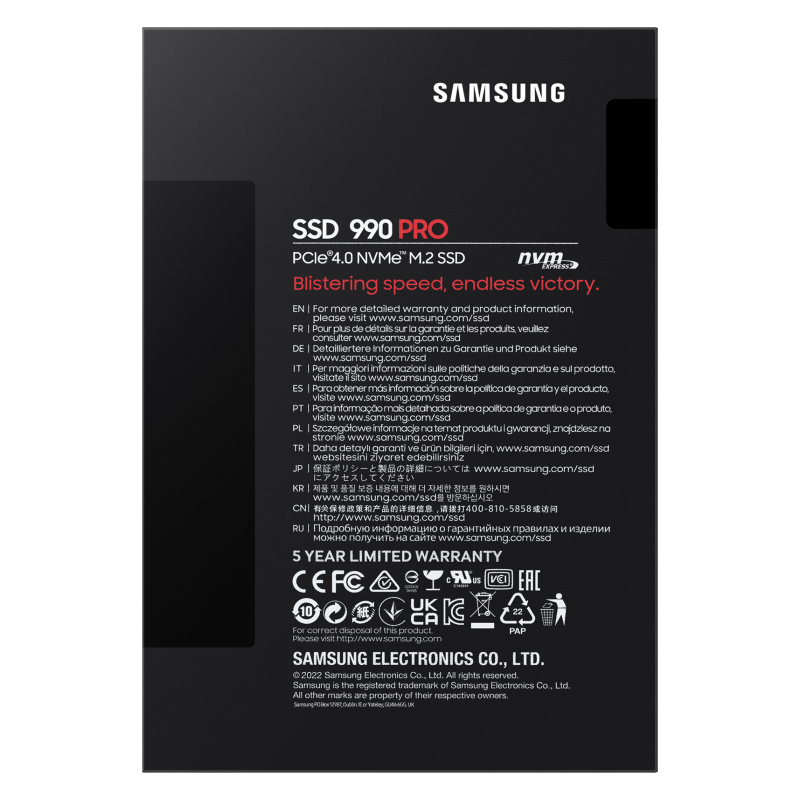 Disco SSD Samsung 990 PRO 1TB/ M.2 2280 PCIe 4.0/ Compatible con PS5 y PC/ Full Capacity
