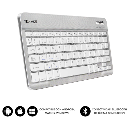 Teclado Compacto Inalámbrico por Bluetooth Subblim Smart/ Plata