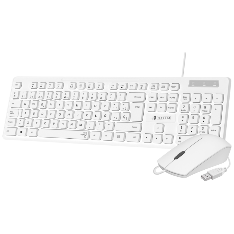 Teclado y Ratón Subblim Combo Business Slim Silencioso/ Blanco