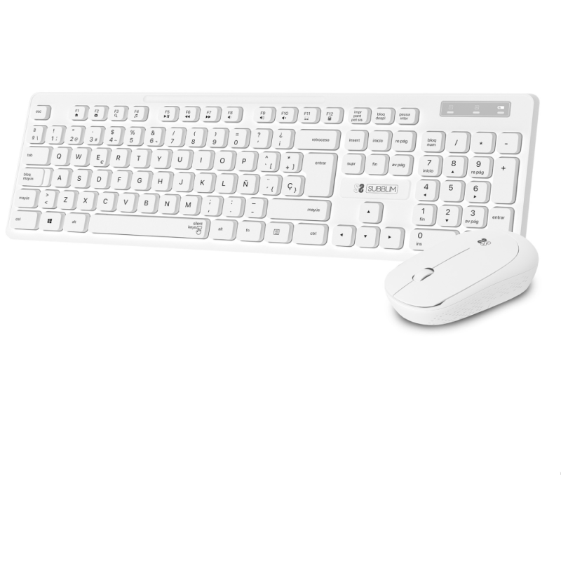Teclado y Ratón Subblim Combo Business Slim Silencioso Inalámbrico/ Blanco