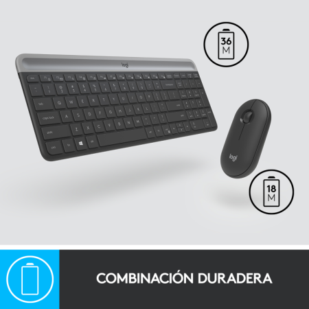 Teclado y Ratón Inalámbricos Logitech Slim Combo MK470
