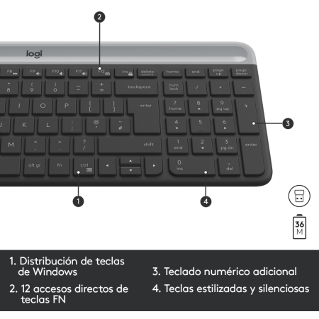 Teclado y Ratón Inalámbricos Logitech Slim Combo MK470