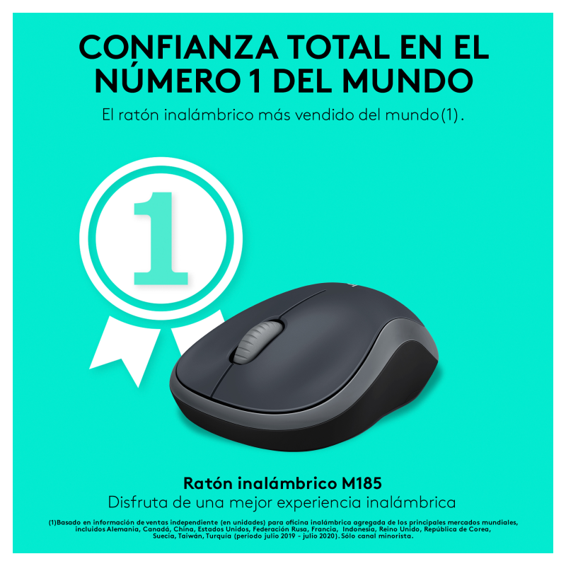 Ratón Inalámbrico Logitech M185/ Hasta 1000 DPI/ Gris