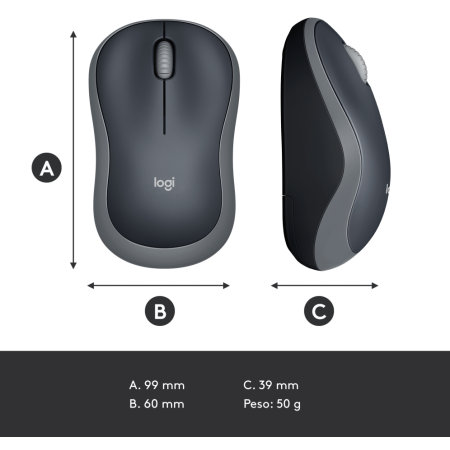 Ratón Inalámbrico Logitech M185/ Hasta 1000 DPI/ Gris