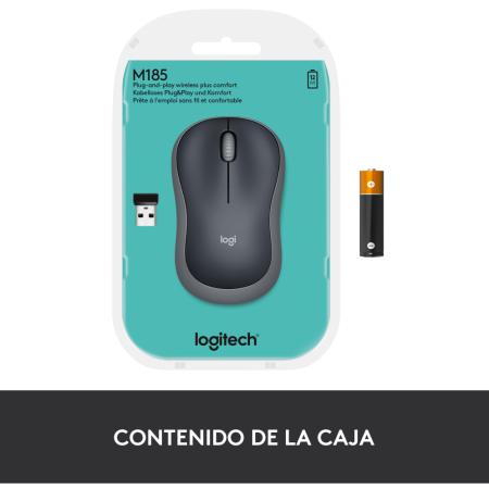 Ratón Inalámbrico Logitech M185/ Hasta 1000 DPI/ Gris