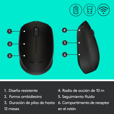 Ratón Inalámbrico Logitech M171/ Hasta 1000 DPI