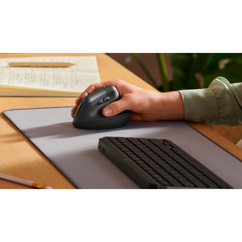 Ratón Ergonómico Inalámbrico por Bluetooth/ 2.4GHz Logitech Lift Vertical Ergonomic Mouse/ Hasta 4000 DPI/ Grafito