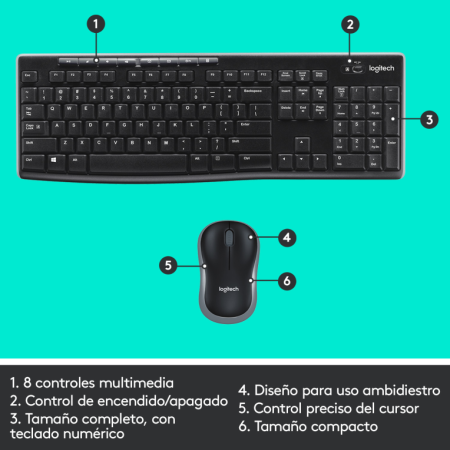 Teclado y Ratón Inalámbricos Logitech Wireless Combo MK270
