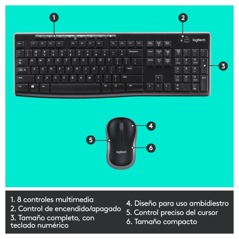 Teclado y Ratón Inalámbricos Logitech Wireless Combo MK270