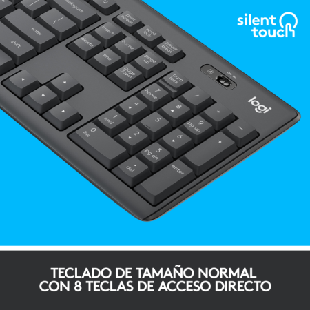 Teclado y Ratón Inalámbricos Logitech Silent Touch MK295/ Grafito