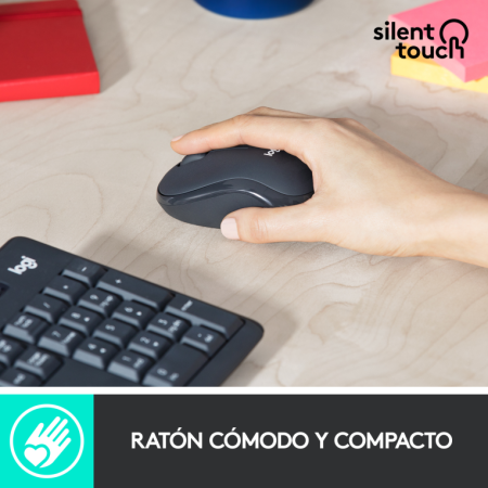 Teclado y Ratón Inalámbricos Logitech Silent Touch MK295/ Grafito